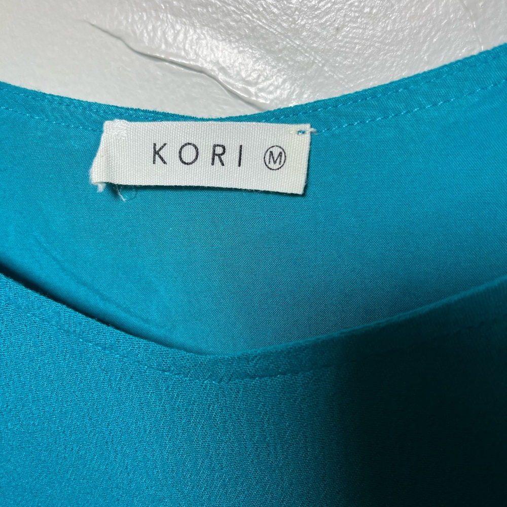 Kori America | Teal Blue Sleeveless Tiered Dress Size Medium - Picture 7 of 11